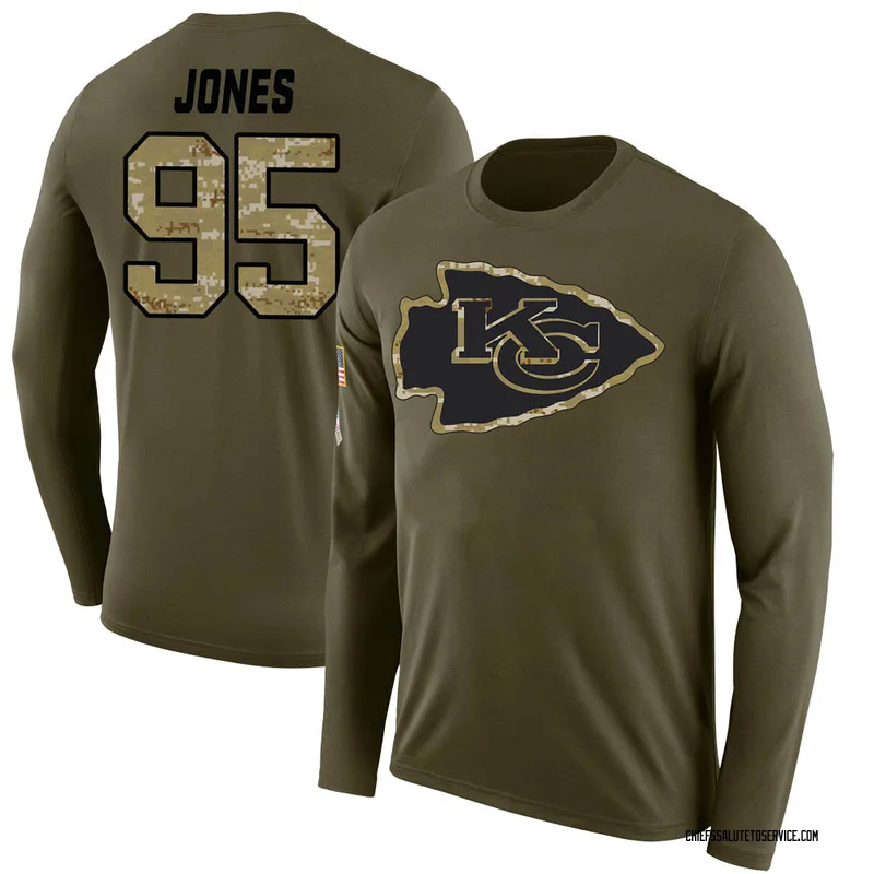 Elite Men's Chris Jones Green Jersey - #95 Football Kansas City Chiefs  Salute to Service Size 40/M