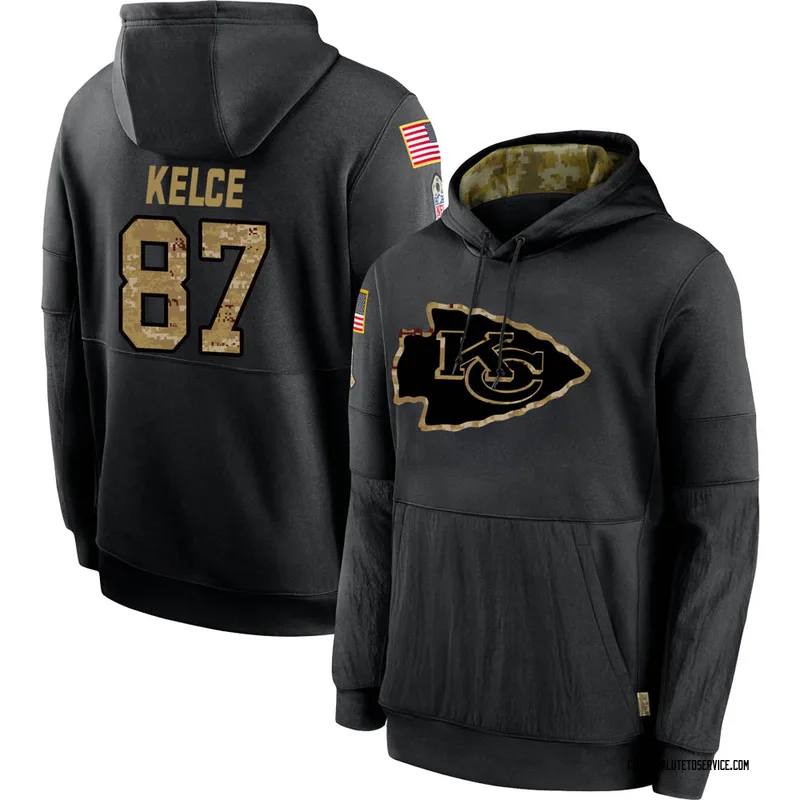 Kansas City Chiefs #87 Travis Kelce Black 2020 Salute to Service